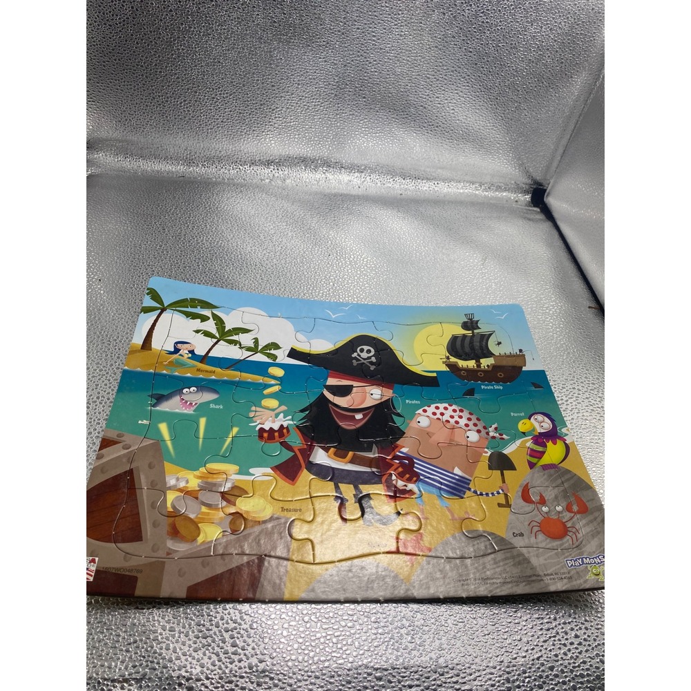 PlayMonster Pirate Jigsaw Puzzle 24 Piece Kids Beach Treasure Ship Mermaid Shark